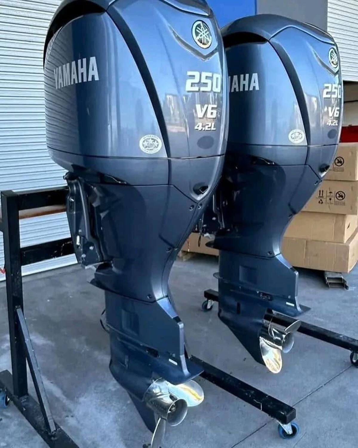 Twin Yamaha F250NCB 250HP outboards for sale